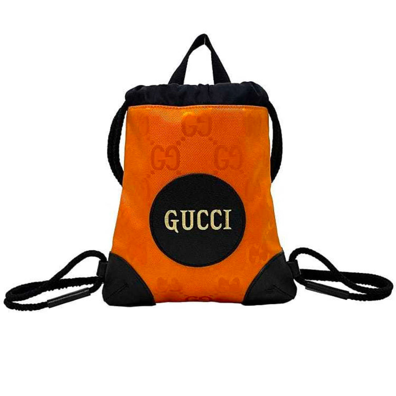 Gucci Backpack Orange Black Off The Grit 643887 Canvas Leather GUCCI GG Nylon Compact