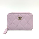 CHANEL AP0216 Coco Mark Matelasse Classic Zip Coin Purse Wallet/Coin Case Wallet Caviar Skin Women's Purple