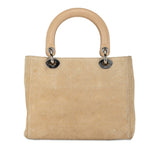 Christian Dior Dior Cannage Lady Handbag Shoulder Bag Beige Suede Leather Women's