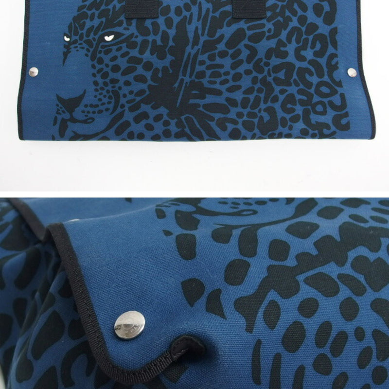 Hermes leopard tote bag blue x black