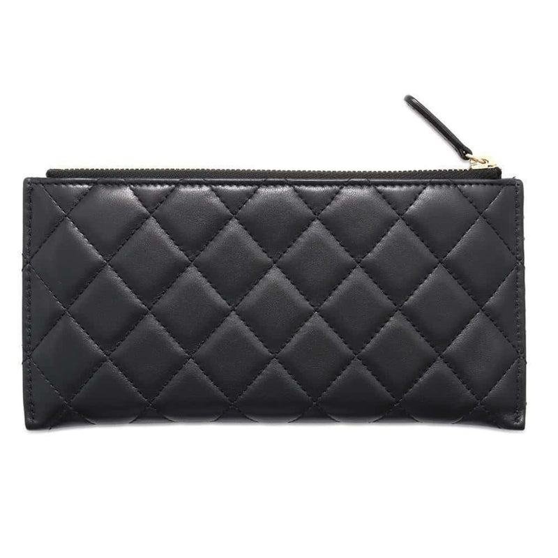 Chanel Long Wallet Matelasse Symbol Charm Coco Mark Lambskin CHANEL Pouch Black