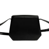 CELINE Circle Metal Fittings Calf Leather Shoulder Bag Pochette Black Red Lining 24315