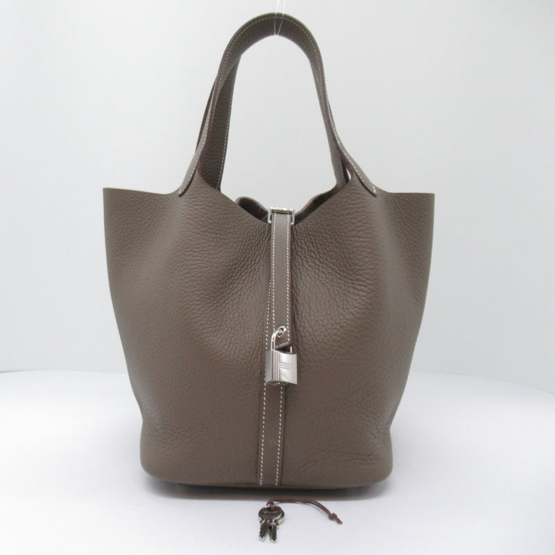 Hermes HERMES Picotin Lock MM Etoupe Handbag Bag Calfskin (Cowhide) Taurillon Clemence Women's Khaki