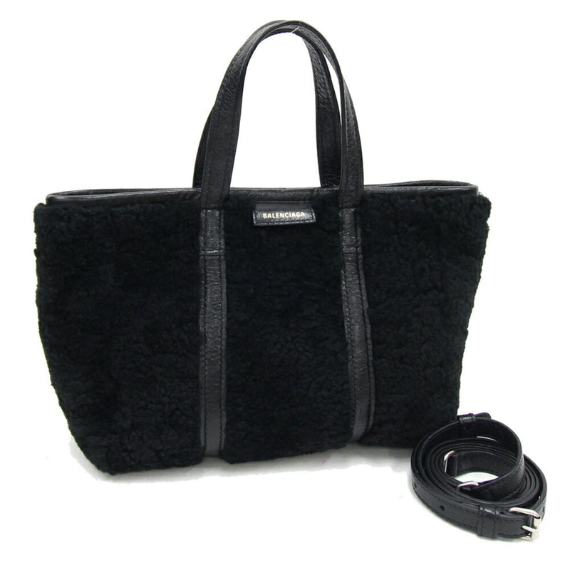 Balenciaga Handbag Barbes Small 671404 Black Mouton Leather Fur Women's BALENCIAGA