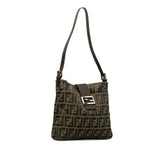 FENDI ZUCCA Mamma Bucket Handbag 26727 Brown Canvas Leather Women's