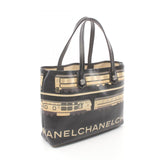 CHANEL Central Station Tote Bag, Coated Canvas, Leather, Women's, Black, Beige, Multicolor, A34026