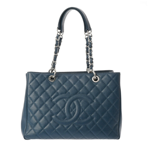 CHANEL GST Grand Tote Blue A50995 Women's Caviar Skin Bag