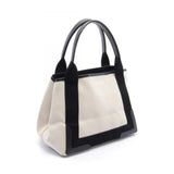 BALENCIAGA NAVY CABAS S Navy Cabas Tote Bag Canvas Leather Women's Ivory Black 339933