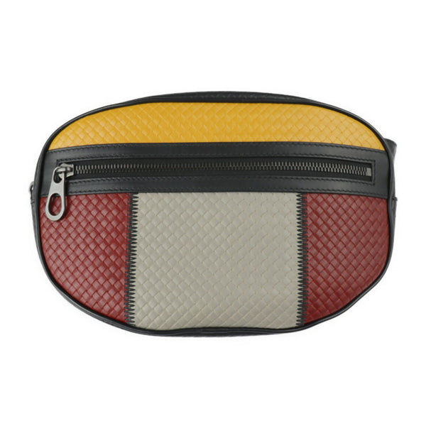 BOTTEGA VENETA Bottega Veneta BELT BAG IN MICRO INTRECCIATO EMBOSSED Micro Intreccio Embossed Belt Bag Waist 547889 Calf Leather Black Multicolor Body Intrecciato