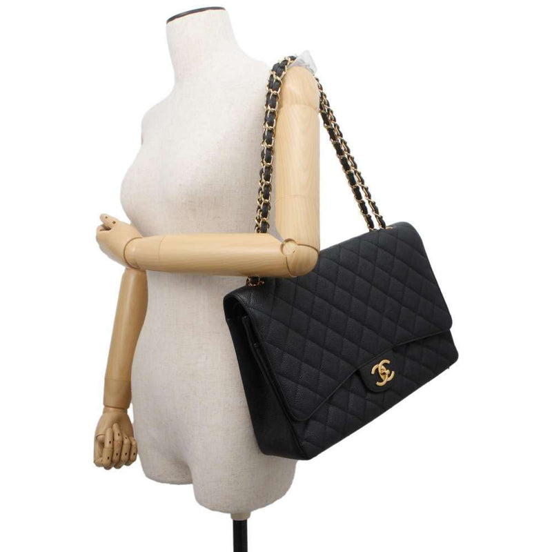 Chanel Chain Shoulder Bag Matelasse 34 Coco Mark Double Flap A58601 Deca Black