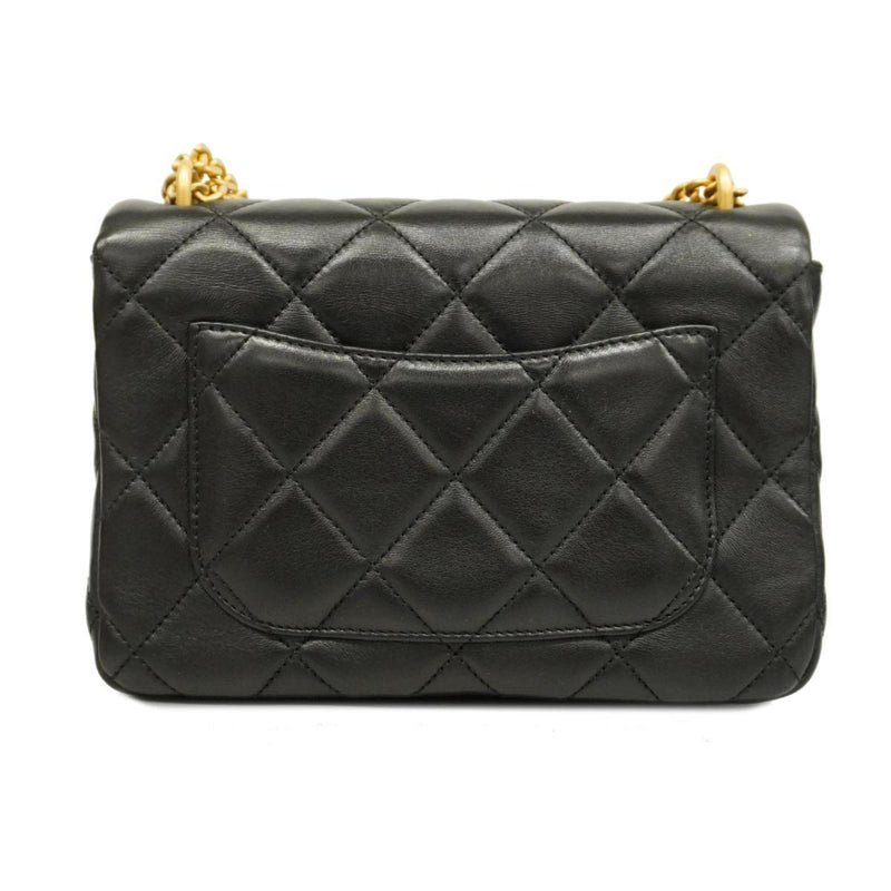 Chanel Shoulder Bag Matelasse Chain Lambskin Black Women's