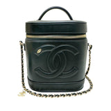 CHANEL Vanity AS0323 Calf Shoulder Bag Handbag Coco Mark 27 Series Black Women's