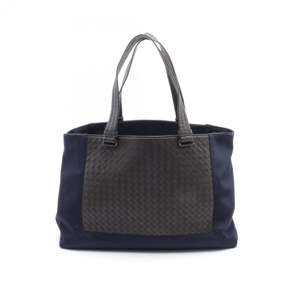 BOTTEGA VENETA Intrecciato Tote Bag Leather Nylon Men's Brown Navy 452662