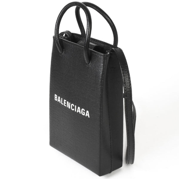 BALENCIAGA Phone Holder Shoulder Bag Calfskin Black Women's IT2XQJ2RNBPW