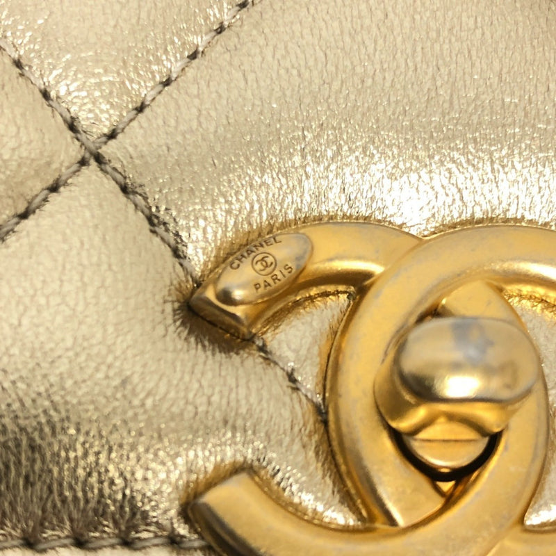 CHANEL AS3240 Matelasse Coco Mark Rhinestone Chain Bag Handbag Shoulder Lambskin Women's Gold