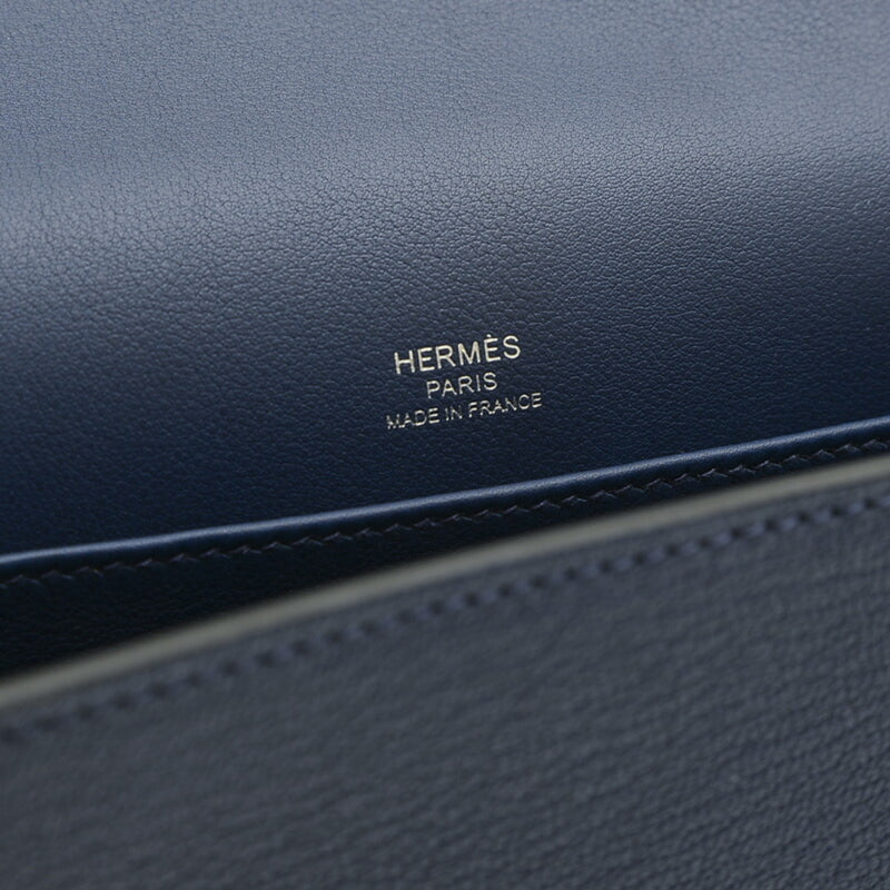 Hermes Geta Shoulder Bag Chevre Bleu Nuit B Stamp