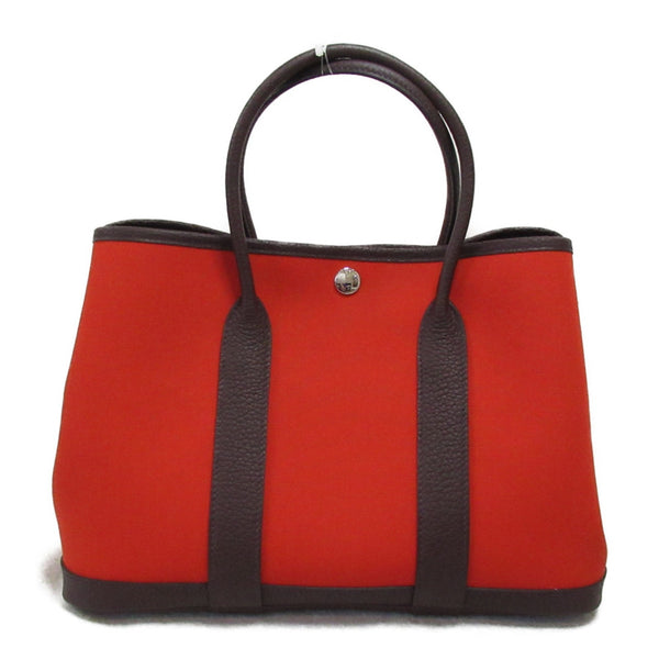 HERMES Garden Party TPM Cube/Rouge Seller Tote Bag Red Cube Rouge sellier Negonda leather canvas Toile officier