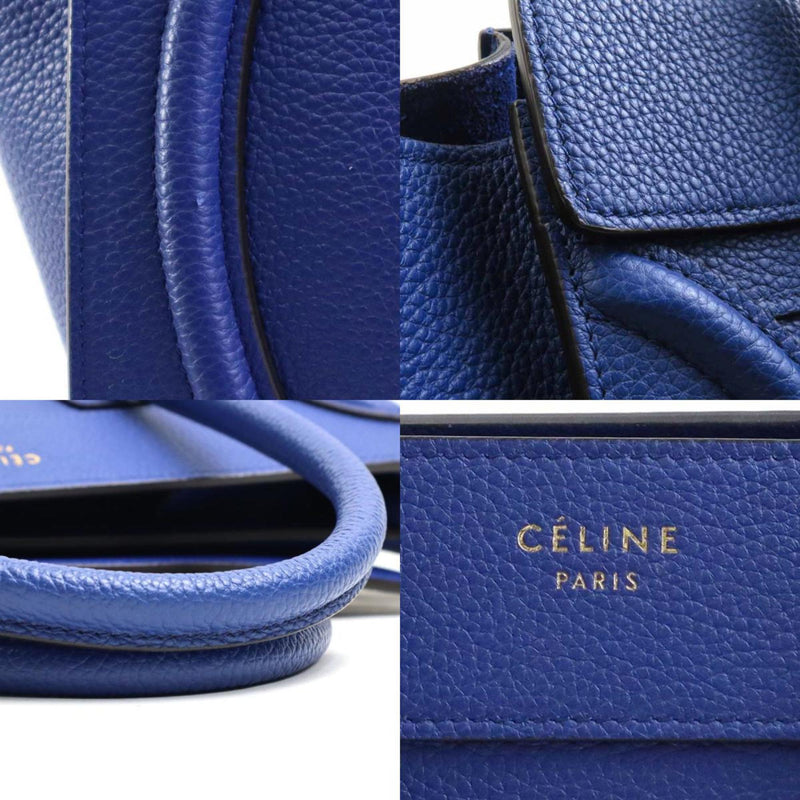 CELINE Handbag Luggage Micro Shopper Leather Indigo Gold Women's e58583f