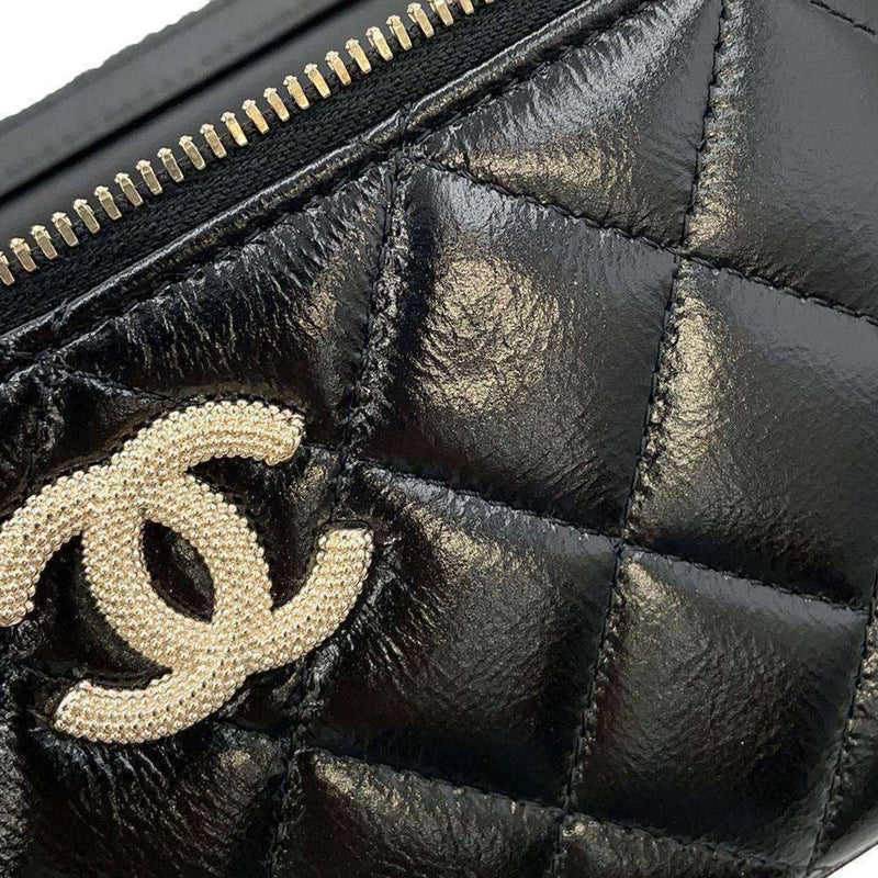 Chanel Chain Shoulder Bag Matelasse Coco Mark Vanity Lambskin CHANEL Black