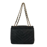 Chanel V-stitch shoulder bag velour black ladies CHANEL chain