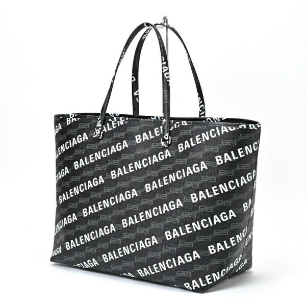 BALENCIAGA Tote Bag Signature Large 702703 Coated Canvas Black S-156040