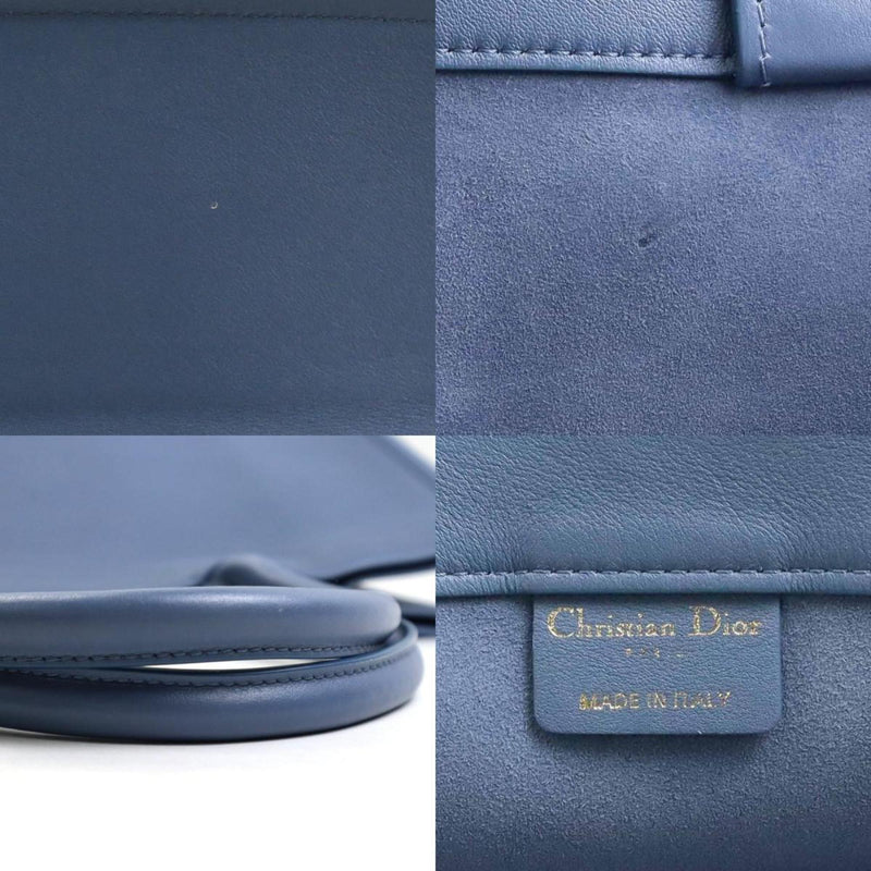 Christian Dior Handbag Tote Bag Book Large Leather Blue Unisex