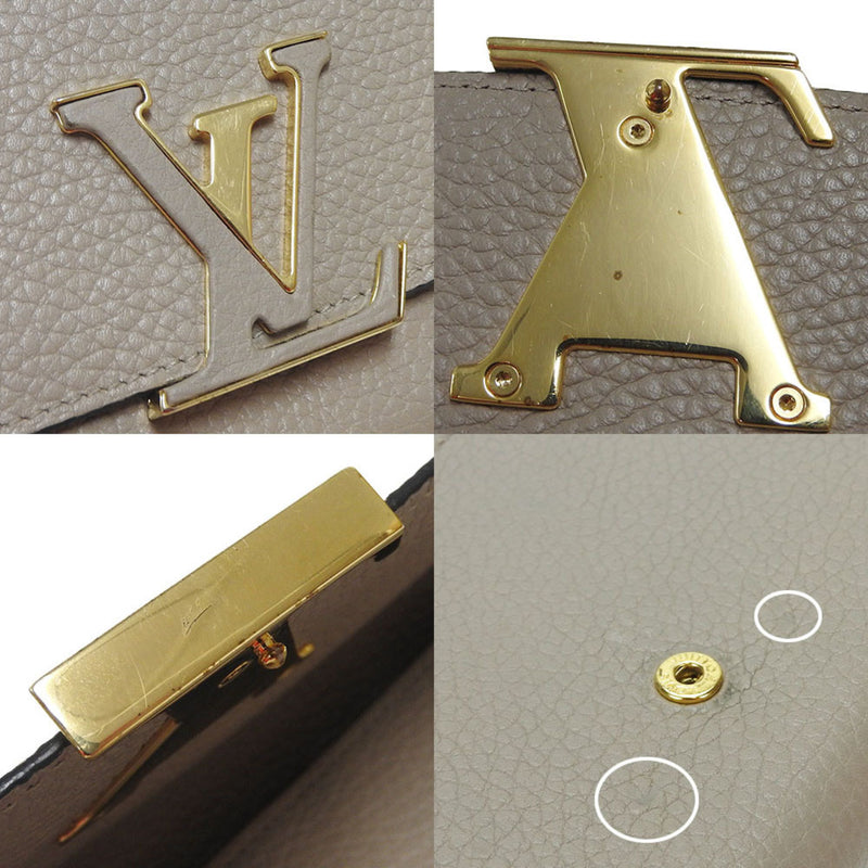 LOUIS VUITTON Long Wallet Portefeuille Capucines Gale Beige Leather M61249 Women's LV Vuitton Gold