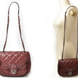 Chanel Chain Shoulder Bag CHANEL Saddle Lambskin Matelasse/Quilted Bordeaux