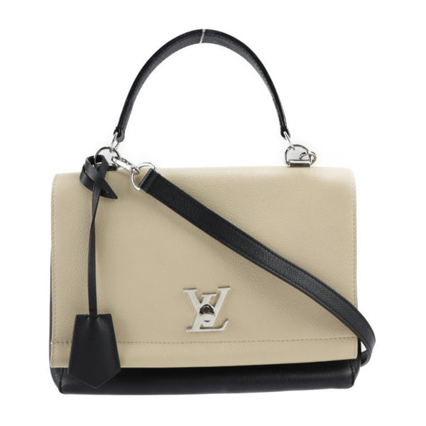 LOUIS VUITTON Lock Me 2 Cultable Handbag M50252 Calf Leather Vanille Beige Noir Black Silver Hardware 2WAY Shoulder Bag Turn