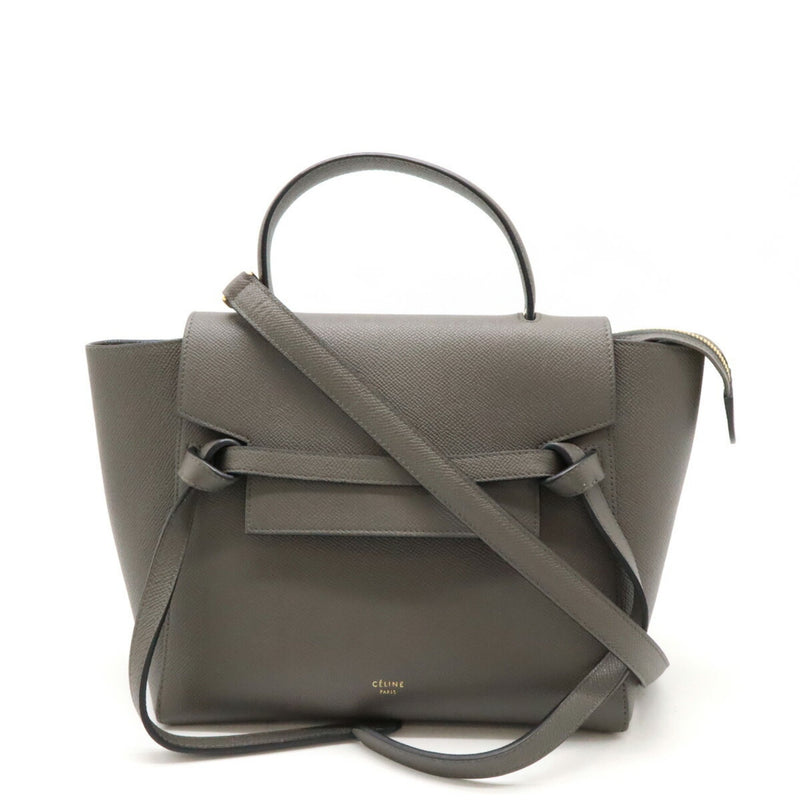 CELINE Belt Bag Handbag Shoulder Leather Grey 189153