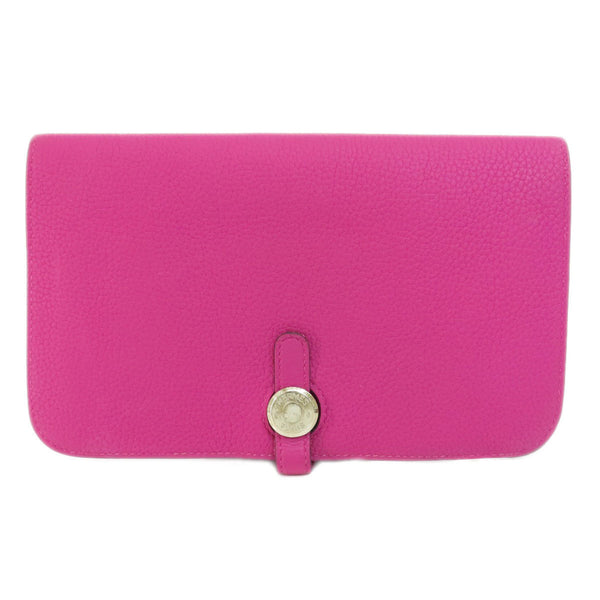 Hermes Dogon GM Purple Long Wallet Taurillon Women's