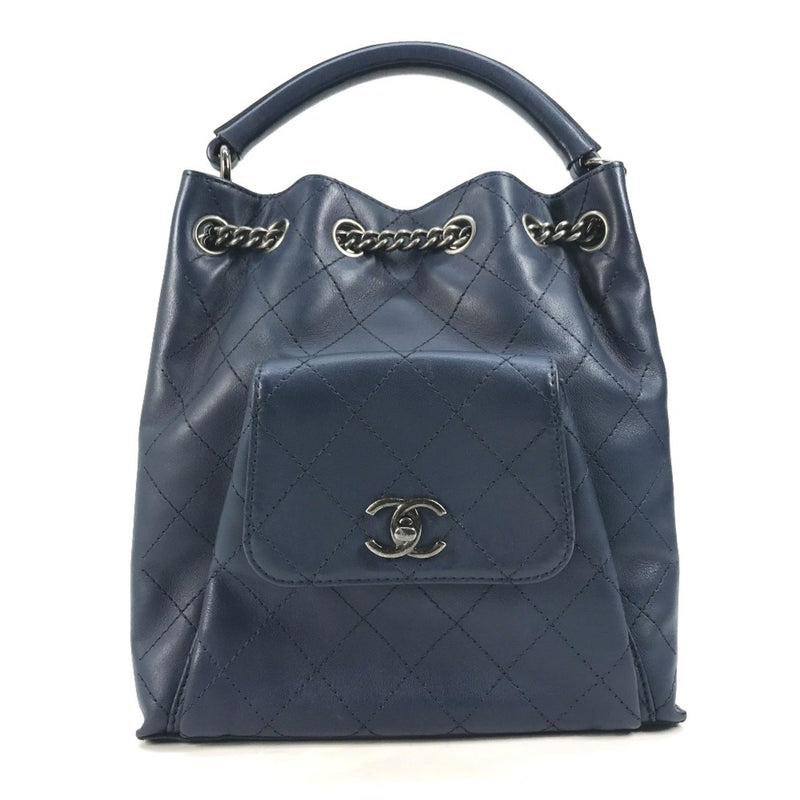 Chanel Shoulder 3WAY Drawstring Handbag Chain Bag Shoulder Bag blue