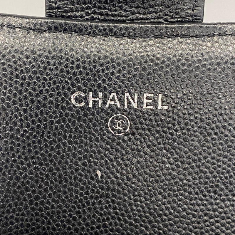 Chanel Long Wallet V Stitch Caviar Skin Black Women's