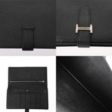 HERMES Hermes Bearn Souffle Black A Stamp (around 2017) Unisex Epsom Leather Long Wallet