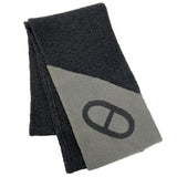 HERMES Hermes Muffler Double Booklet 22AW Cashmere Silk Anthracite Conifere Dark Gray Khaki Men's New Current