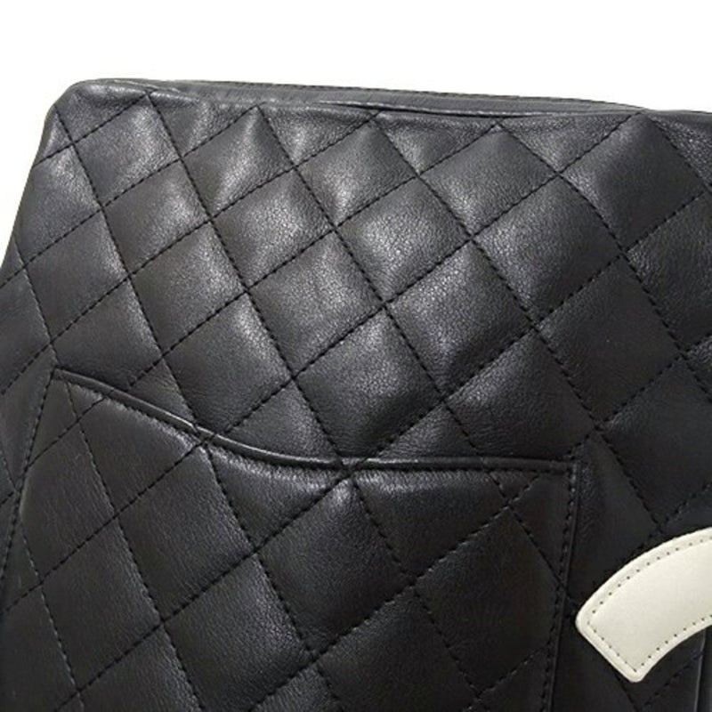 Chanel CHANEL Bag Cambon Women's Shoulder Leather Black White