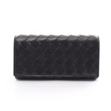 BOTTEGA VENETA Intrecciato Bi-fold Long Wallet Leather Men's Women's Black 666935VCPP38425