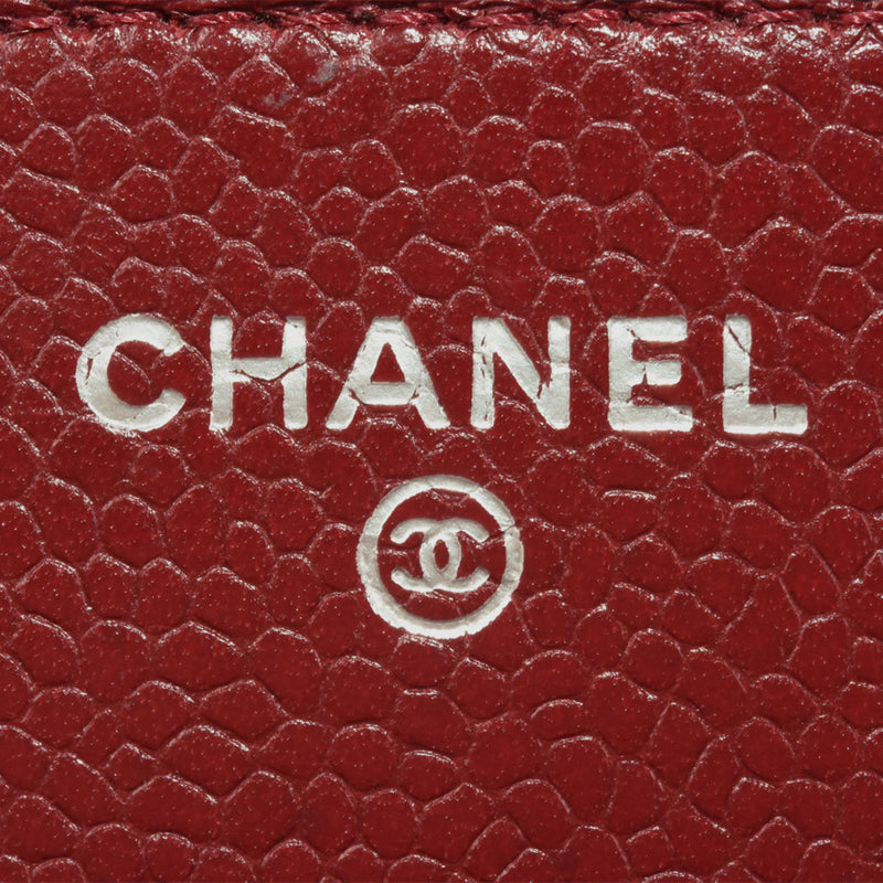 CHANEL Coco Mark Matelasse Chain Wallet Caviar Skin A33814 Red