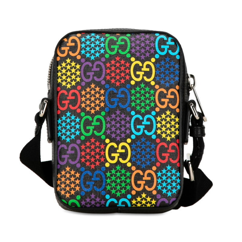 Gucci GG Psychedelic Shoulder Bag 598103 Black Multicolor PVC Leather Women's GUCCI