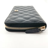 CHANEL Coco Mark Round Long Wallet Matte Caviar Skin Black Women's N4044663