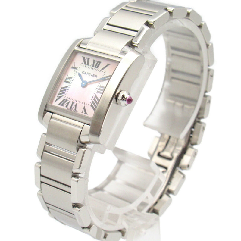 CARTIER Tank Francaise Watch Stainless Steel Ladies Pink Shell W51028Q3