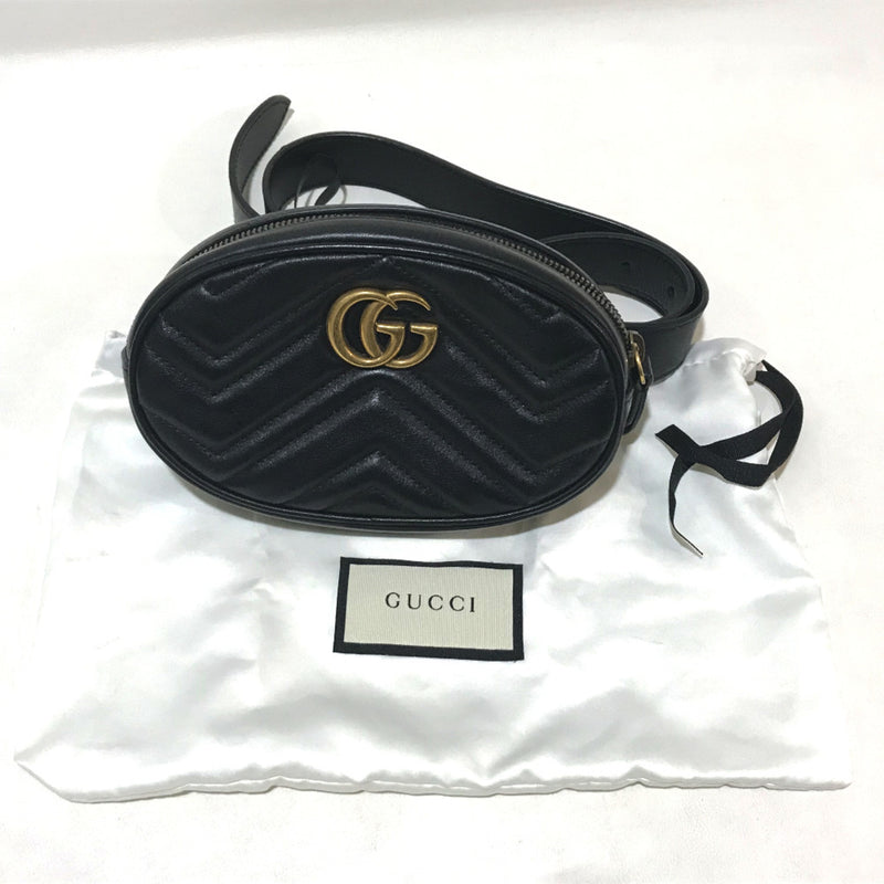 Gucci 476434 GG Marmont bag belt bag Waist Pouch Black Gold