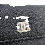 CHANEL Coco Mark Billfold Tri-fold Wallet Black Women's