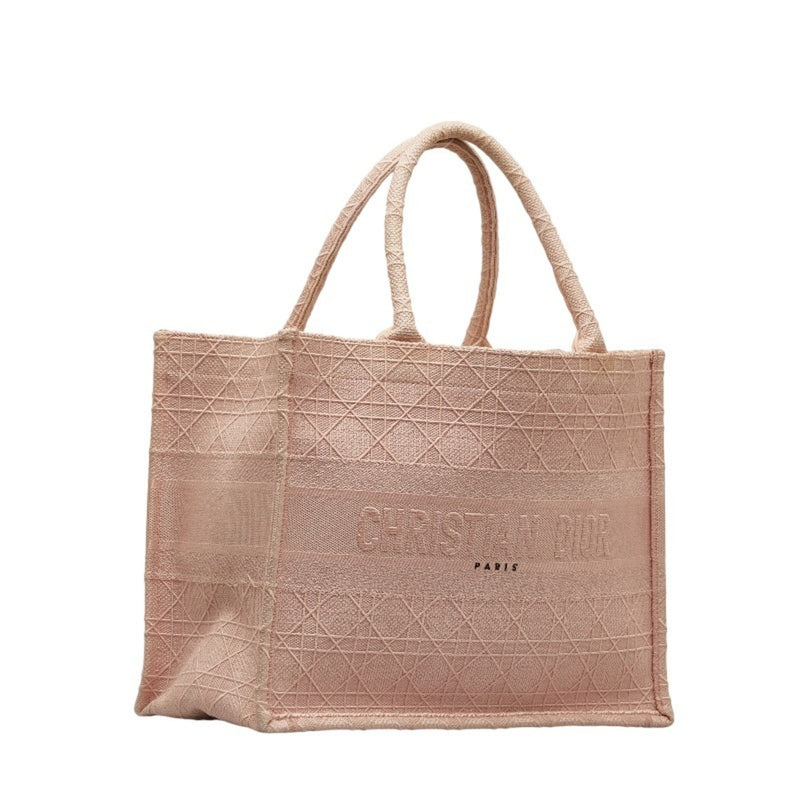 Christian Dior Dior Cannage Book Tote Bag Handbag Pink Canvas Women's