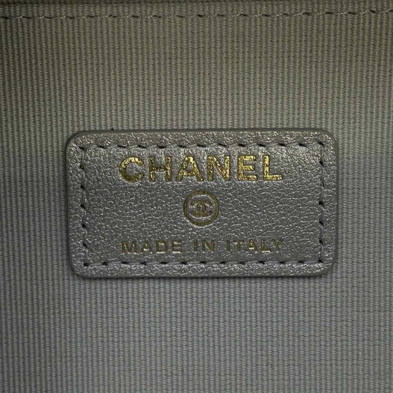 Chanel Chain Shoulder Bag Matelasse Coco Mark Vanity Calf Leather CHANEL White