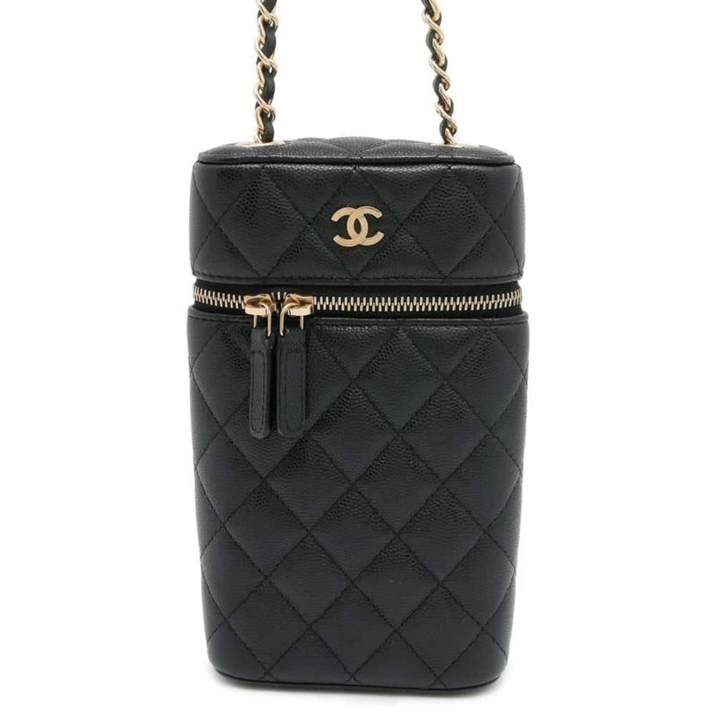 Chanel Chain Shoulder Bag Matelasse Coco Mark Classic Vanity Phone Case Caviar Skin AP2084 CHANEL Black