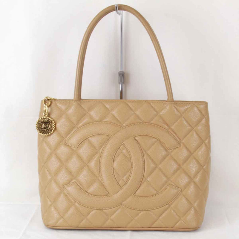 CHANEL Tote Bag Matte Caviar Skin Brown Women's