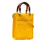 FENDI Sunshine Shopper Small Handbag Shoulder Bag 8BS051 Yellow Leather Women's