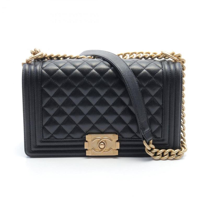 CHANEL Boy Chanel Shoulder Bag Caviar Skin Women's Black