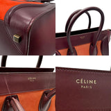 CELINE Handbag Luggage Medium Shopper Leather Bordeaux x Orange Men's Women's n0664